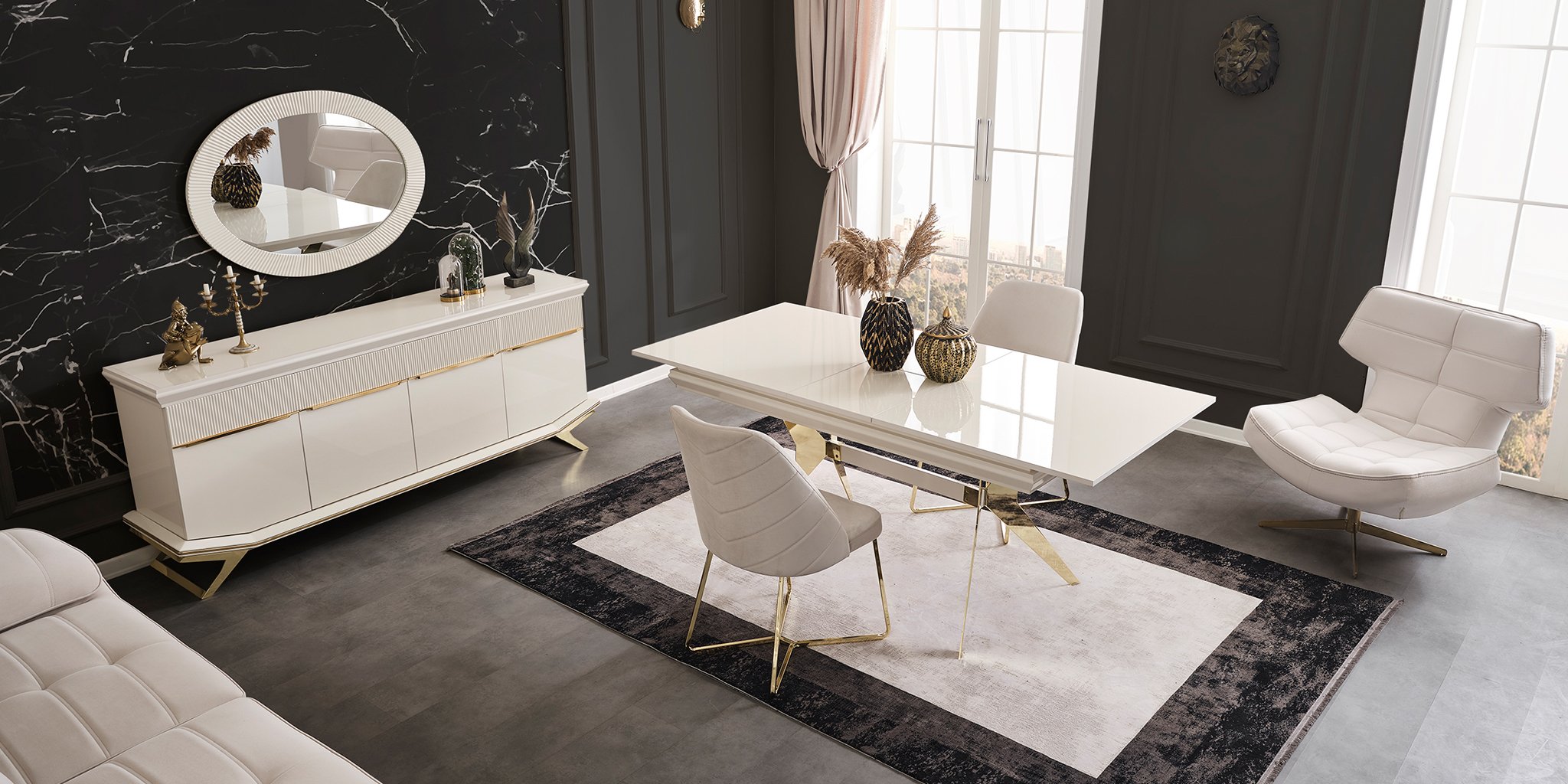 Asos Gold Yemek Odası Takımı